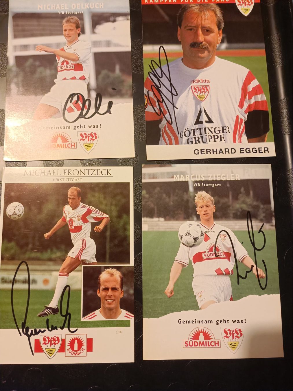 Autografi: VfB Stuttgart - 4x handsignierte alte Karten – Usato da Menziken venduto da Artographs