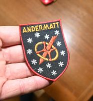 VINTAGE Badge ANDERMATT nos ST. GALLER STICKEREI skistock