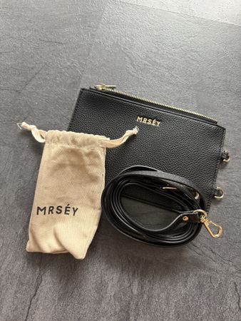 MRSEY Clutch Bag Black with Strap and Pouch New