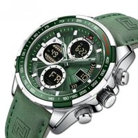 Herrenuhr Armbanduhr Quarz Analog Digital Lederarmband 3ATM