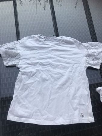 Mädchen Benetton T-Shirt weiss 120