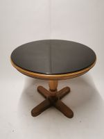 Vintage Tisch Salontisch Pago 70x60cm Schwarzes Glas rund