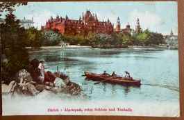 Zürich - Alpenquai - Rotes Schloss und Tonhalle, Animée 1906
