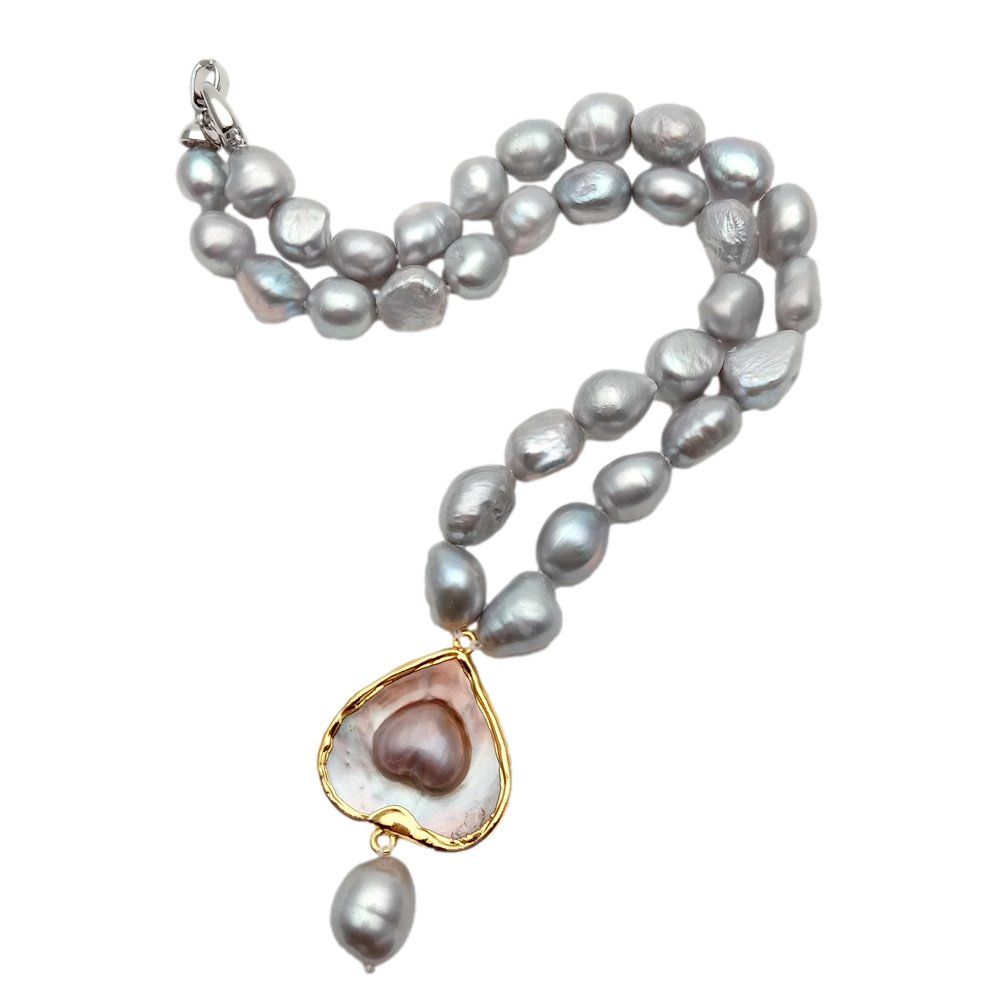 Catenine: Herz Grau Perlen Halskette Collier Perle Perlenkette Echt 1c – Nuovo (secondo la descrizione) da Prilly venduto da ilyria73 6