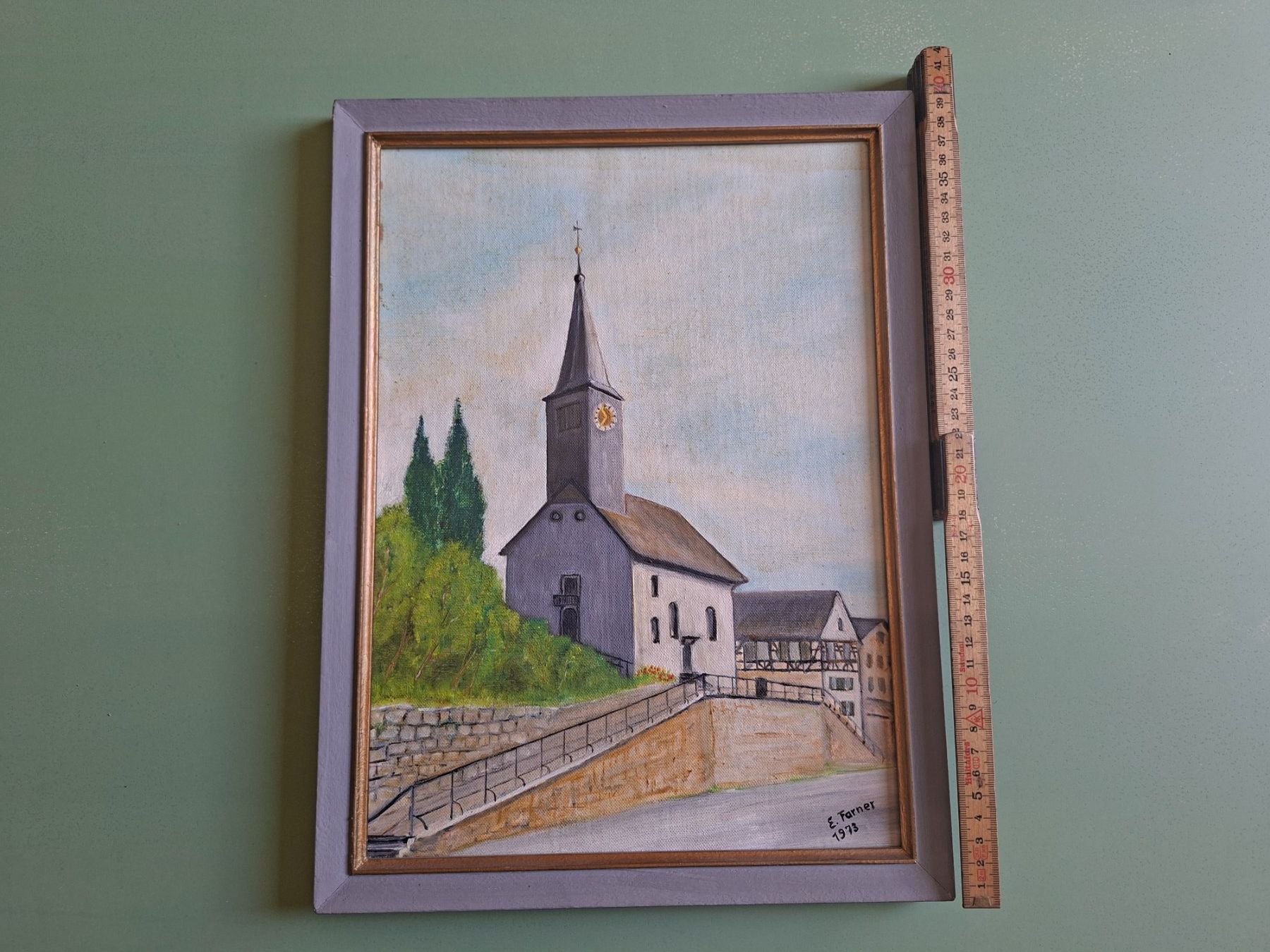 Gemälde: Gemälde Kirche E. Farner 1973 gerahmt  Dörflingen – Gebraucht aus Schaffhausen von meteor7 4