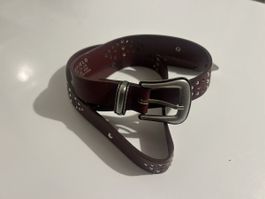 Ceinture Springfield bordeau avec clous taille 85