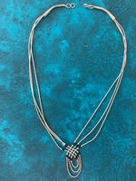 Vintage Silber Liquid Silver Onyx Perlen Halskette
