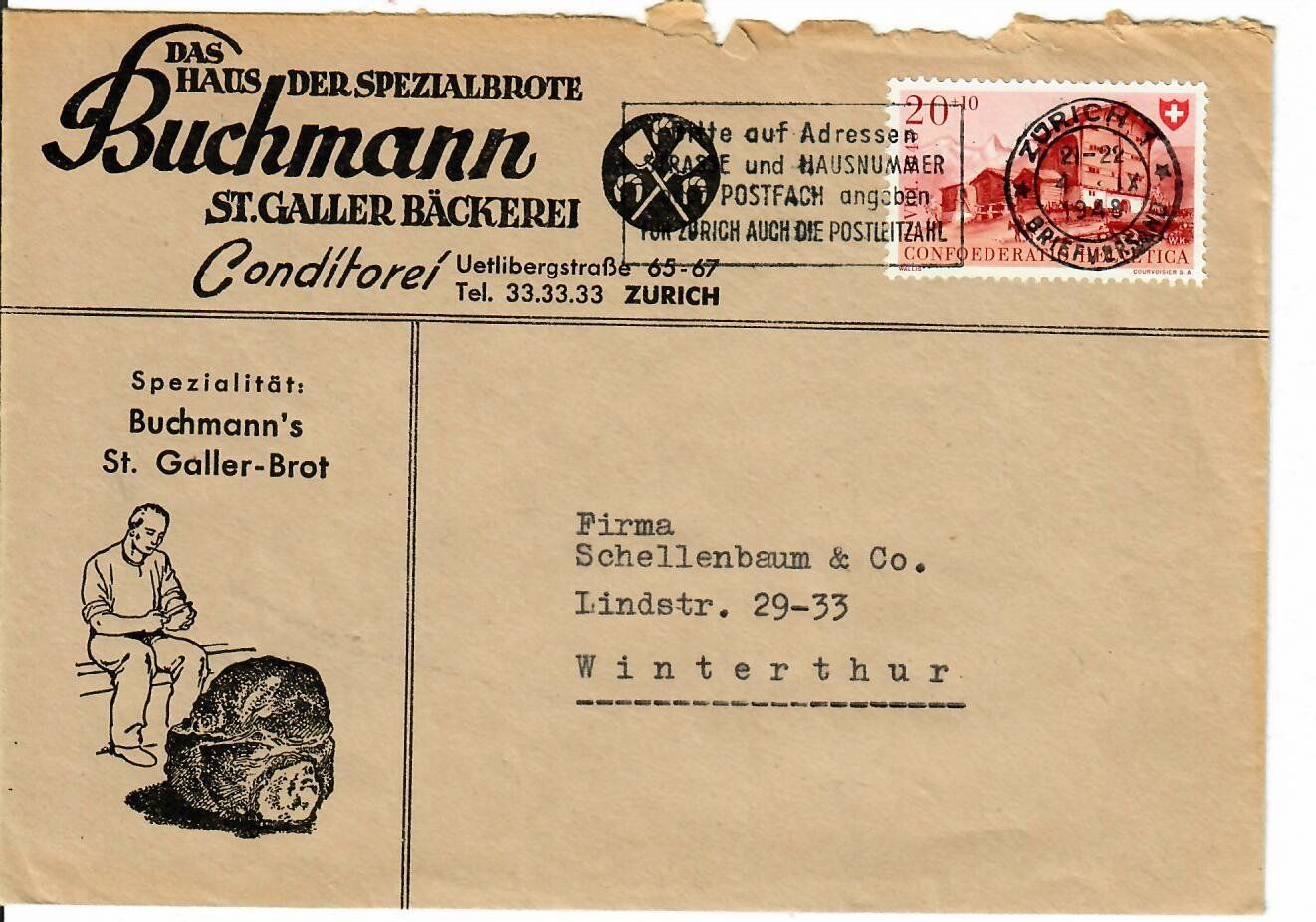 Tous les timbres: Brief, Buchmann`s St. Galler Brot  1948 – D'occasion à Hochdorf par Ziegel-16