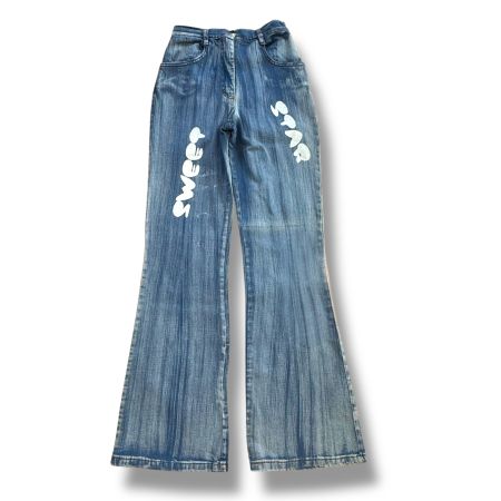 2000s style "Sweet Star" striped wide-leg jeans (Miss Me 90s