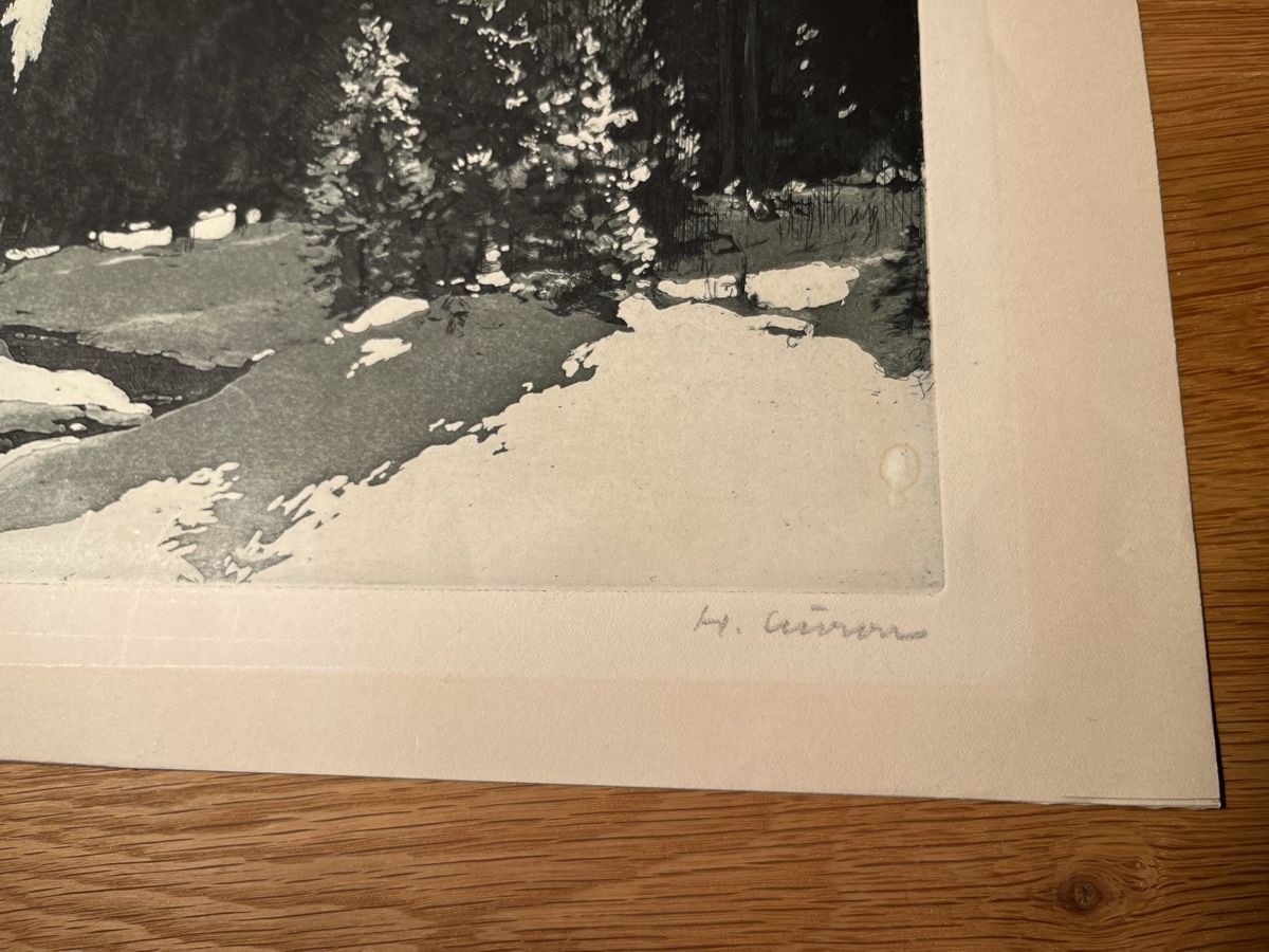 Gemälde: Gemälde, Winterwald bei Mondschein in Arosa, Tusche – Gebraucht aus Affoltern am Albis von Silber79 2