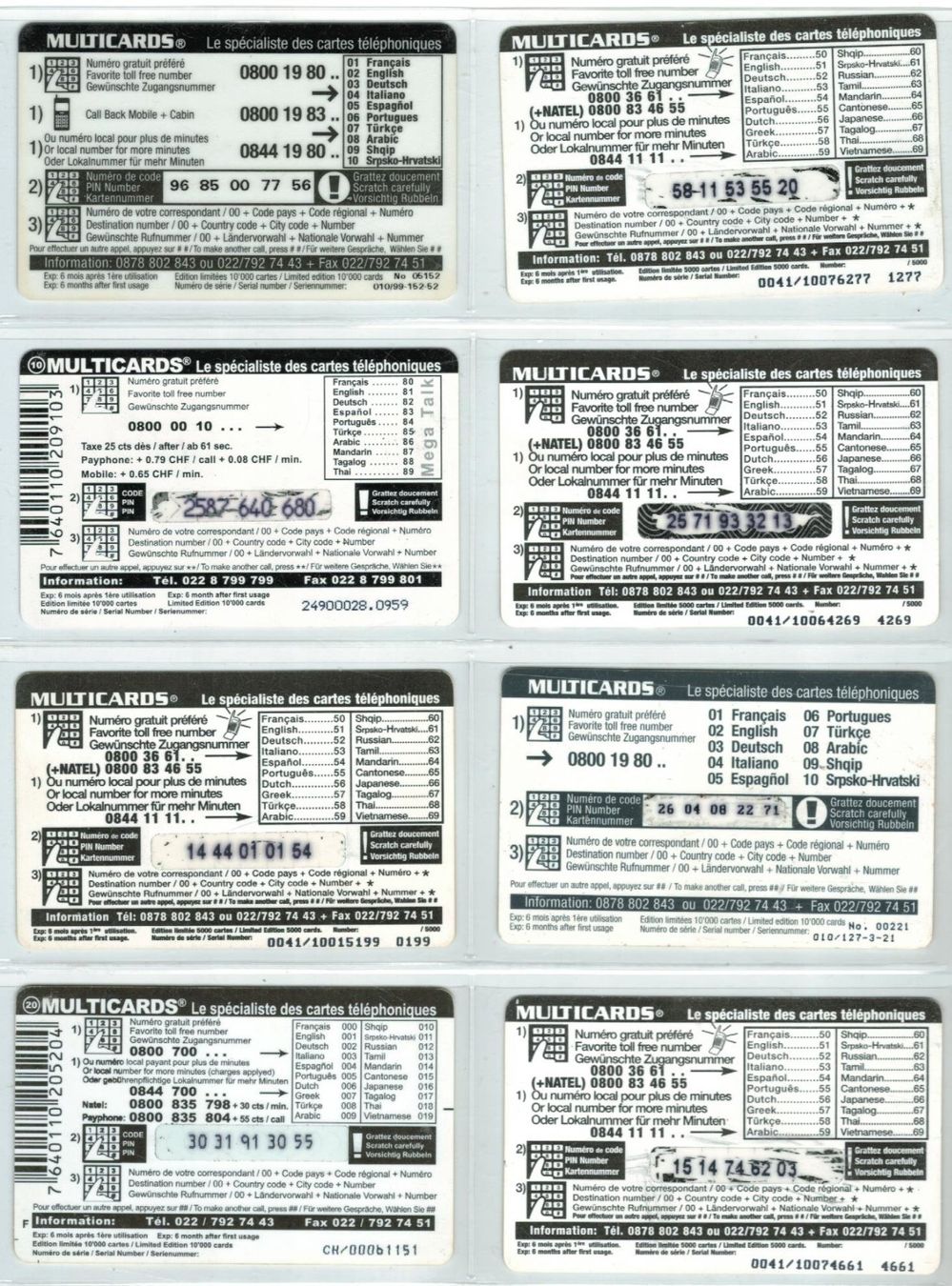 Telefon- & Taxkarten: 8 Multicards Telefonkarten – Gebraucht aus Zürich von Tolima194 1