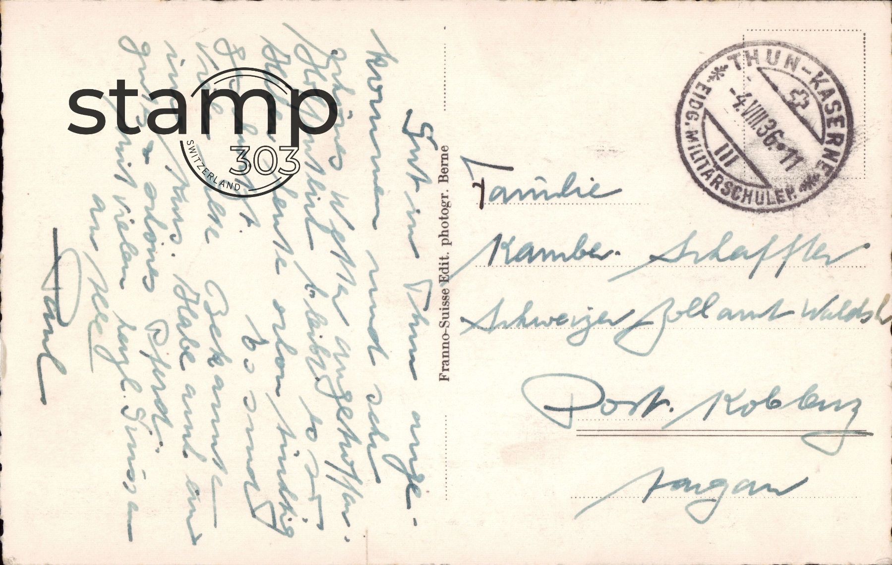 Cartoline postali: 1936 AK Hochsommer in Thun – Usato da Eggersriet venduto da stamp303 1