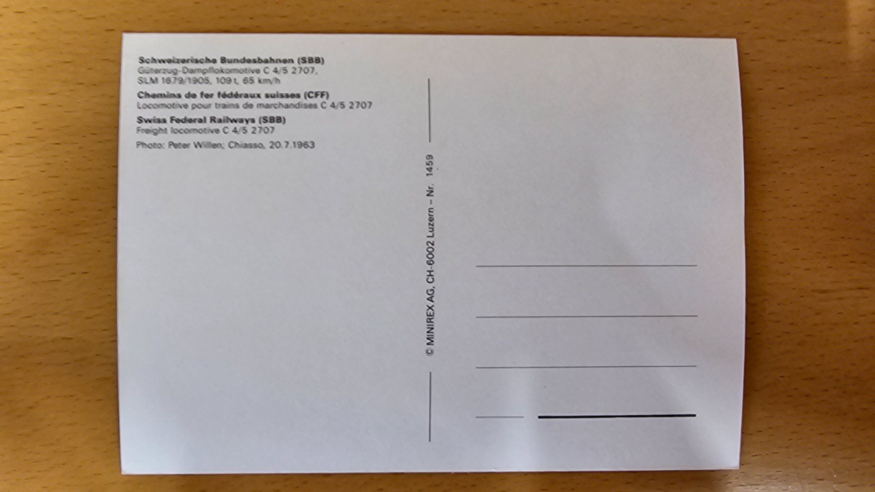 Cartoline postali: Postkarte SBB Güterzug Dampflok C 4/5 2707 – Nuovo (secondo la descrizione) da Matten venduto da MEFEZ 1