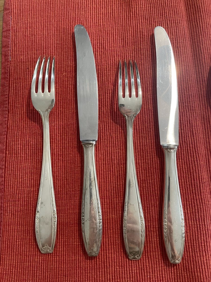 Set di posate: Wellner Silberbesteck - 2 Gabeln/ 2 Messer/ 3 Löffel – Usato da Mollis venduto da Maxi2607 3