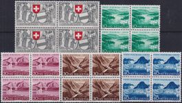 1952, Pro Patria, B56-B60 Viererblöcke postfri.** Kat: 68.-