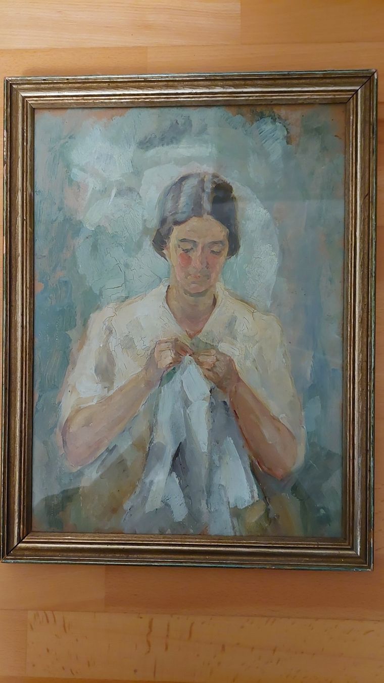 Dipinti: Ölbild Näherin von Martha Suter – Usato da Dielsdorf venduto da anabur