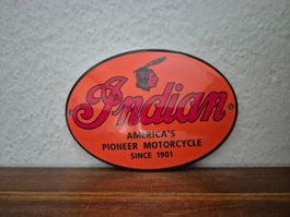 Emailschild Indian Motorrad Oldtimer USA Logo Emaille Schild