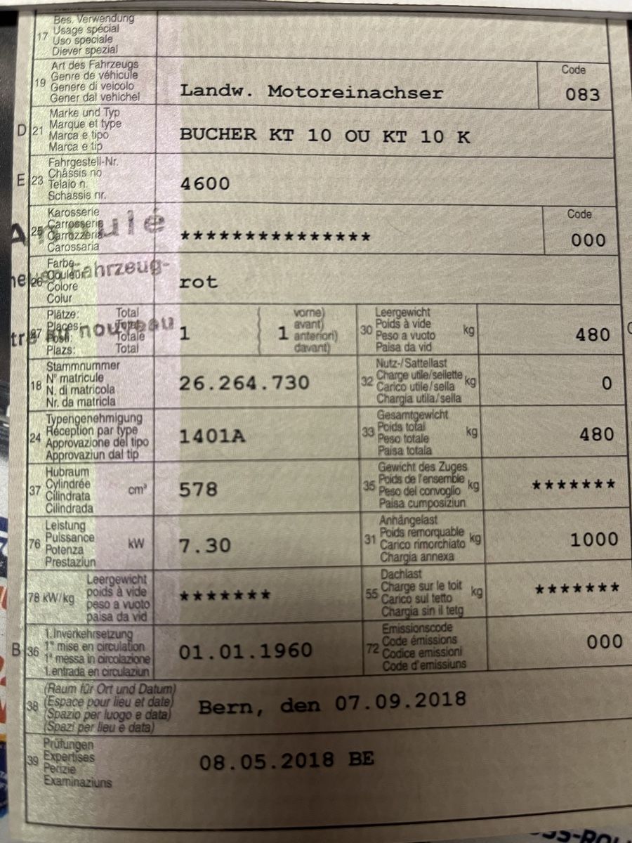 Tutte le macchine: Bucher KT10 Einachser – Usato da Riggisberg venduto da sch_6gkh 6