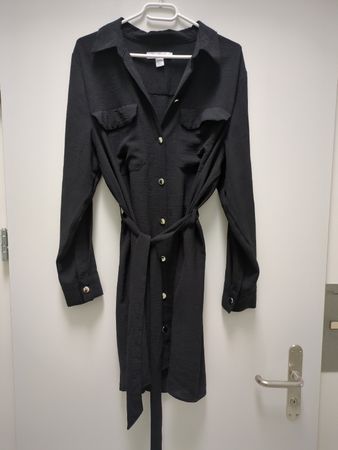 Damen Blusenkleid schwarz mit Bindegürtel Grösse 40
