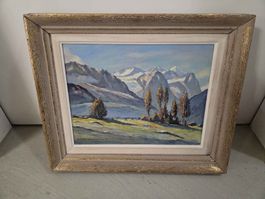 Gemälde Berge Landschaft handsigniert 1957
