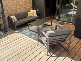 Gartenmöbel Set Aluminium Anthrazit 3-teilig guter Zustand