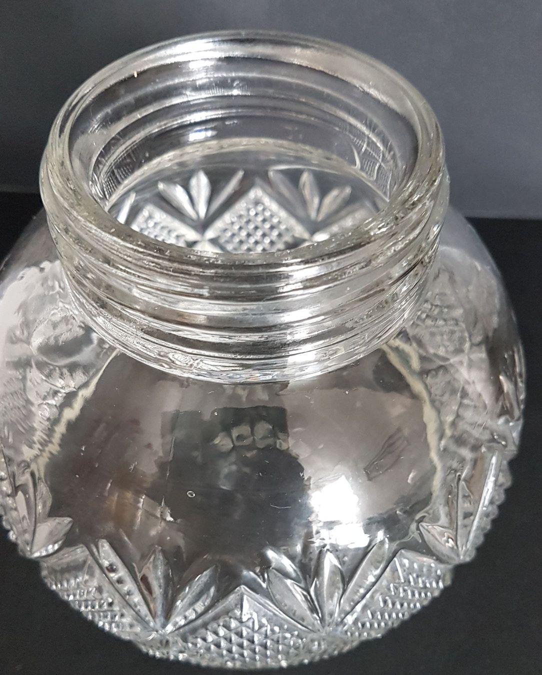 Verres: Antike Vorratsdose aus Glas Fächer Motiv – D'occasion à Kaltbrunn par Condor2 4