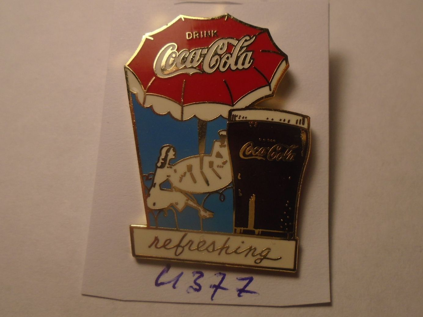 Coca-Cola Placchette & Badge: 1 Coca-Cola Pin  "Refreshing" (U377) – Usato da Winterthur venduto da Beli2000 1
