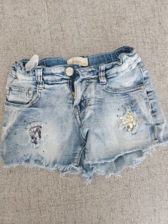 Jeans-Shorts Mädchen Gr.122/128 mit Pailletten