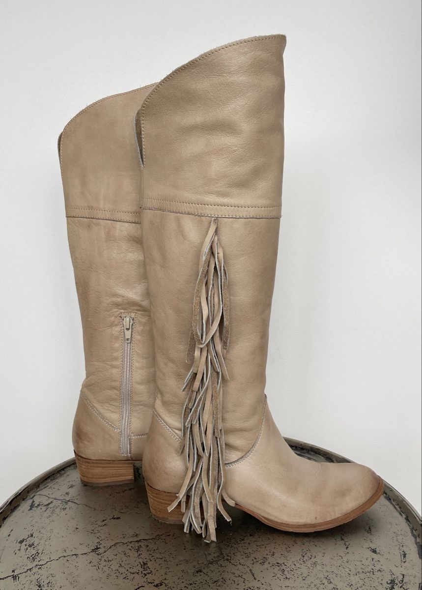 Scarpe da donna: Lederstiefel creme (Cowboystil) – Usato da Grenchen venduto da M_ina 1