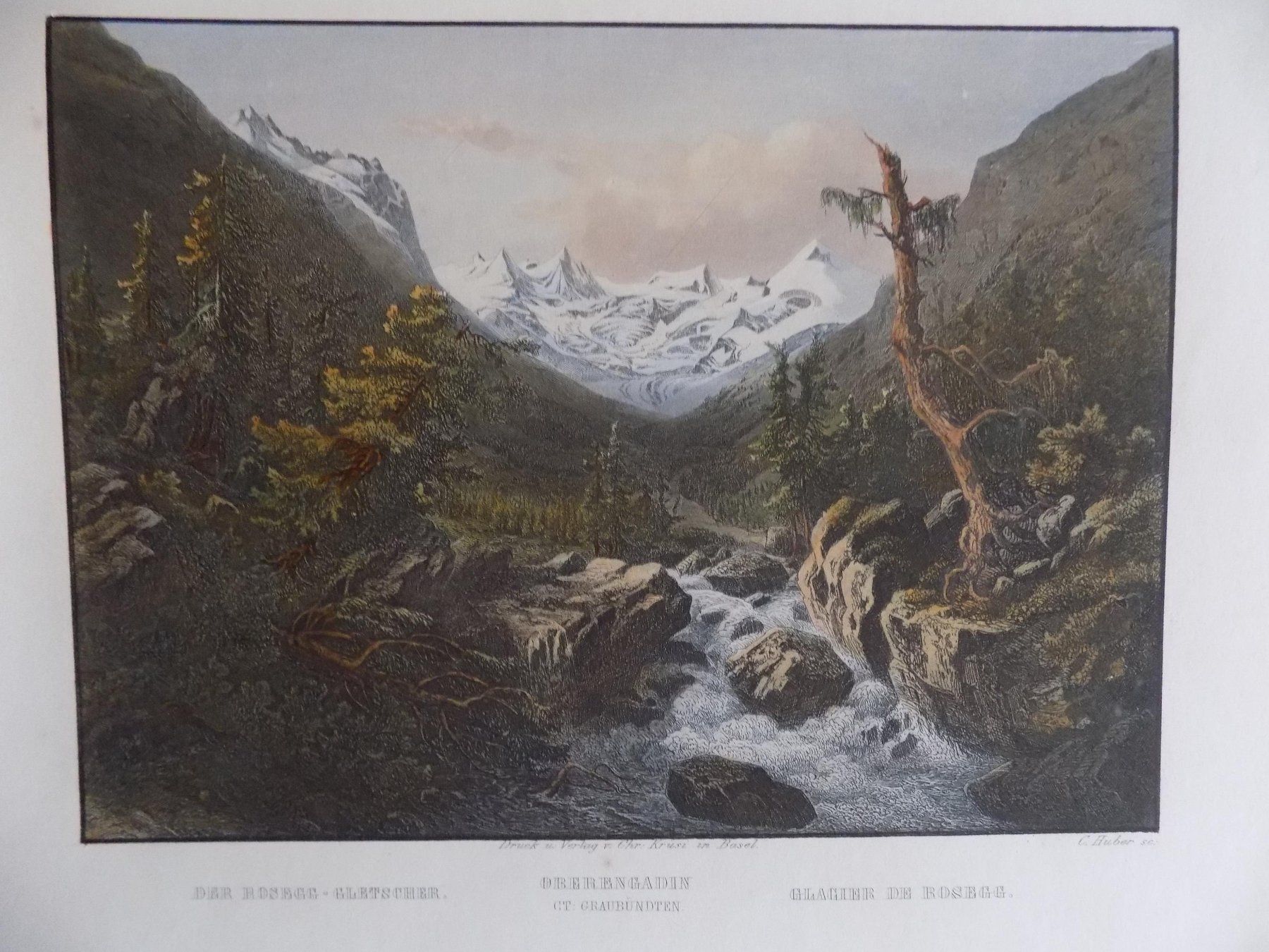 Stiche: Der Roseg-Gletscher koloriert – Gebraucht aus Risch von Antikfee 2