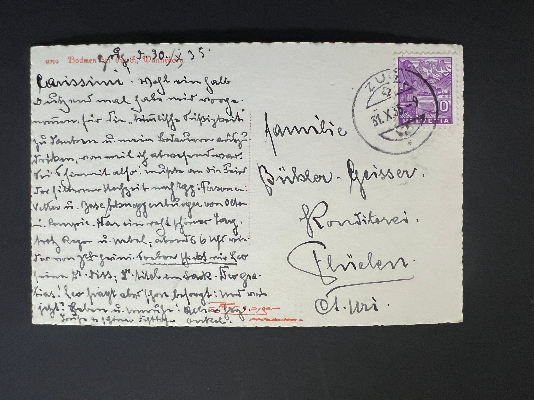 Cartoline postali: Ansichtsk. 1935 Bodmen bei Fiesch    (V520) – Usato da Hinwil venduto da Sidi4 1