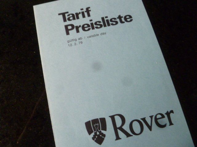 Rover Documenti: Rover Preisliste 12.2.1979 – Usato da Zofingen venduto da sosalinos01
