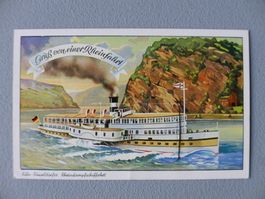 ALTE AK RHEINFAHRT DAMPFSCHIFF MIT LEPORELLO