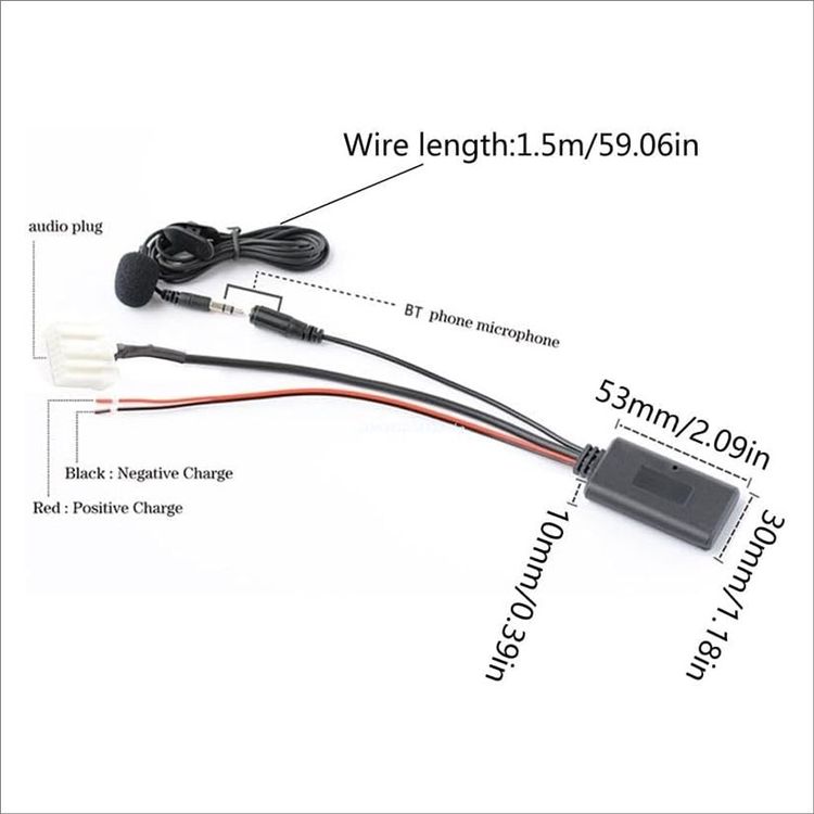 Module Bluetooth sans Fil Radio stéréo AUX in Câble Adaptateur Auxiliaire Audio Music Récepteur 12 Broches Compatible avec Peugeot 207 307 407 308 pour Citroën C2 C3 RD4