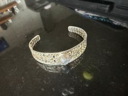 Pompidou - Silber Armreif mit Labradorit-Stein, Vintage Stil