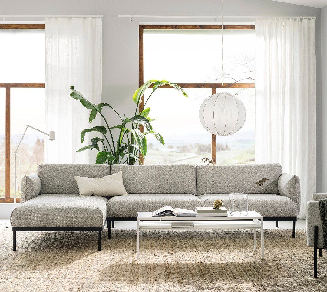 Ikea Divani: IKEA ÄPPLARYD 4er-Ecksofa mit Récamiere hellgrau – Usato da St.Gallen venduto da reLapseOne