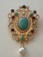 Luxus Elegante  Brosche Vintage Farbe: Gold Kunstperle