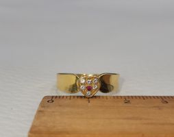 18 Karat 750 Gold Herz Ring Mit Rubin und Steine