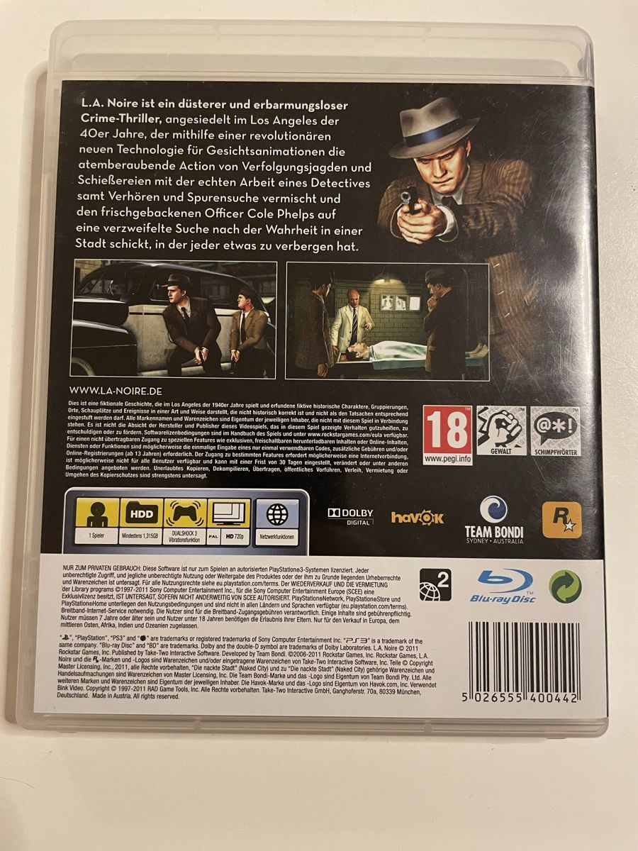 Sony Giochi: L.A. Noire, PS3 – Usato da Zürich venduto da Bomboo 1