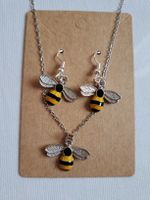 Bienen Schmuckset Kette Ohrringe silberfarbe🐝