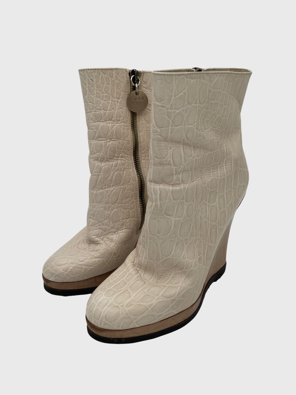 Patrizia Pepe Chaussures femmes: Patrizia Pepe Croc-Effect Wedge Ankle Boot EU 36.5 Beige – D'occasion à Zürich par shoe_shop 2