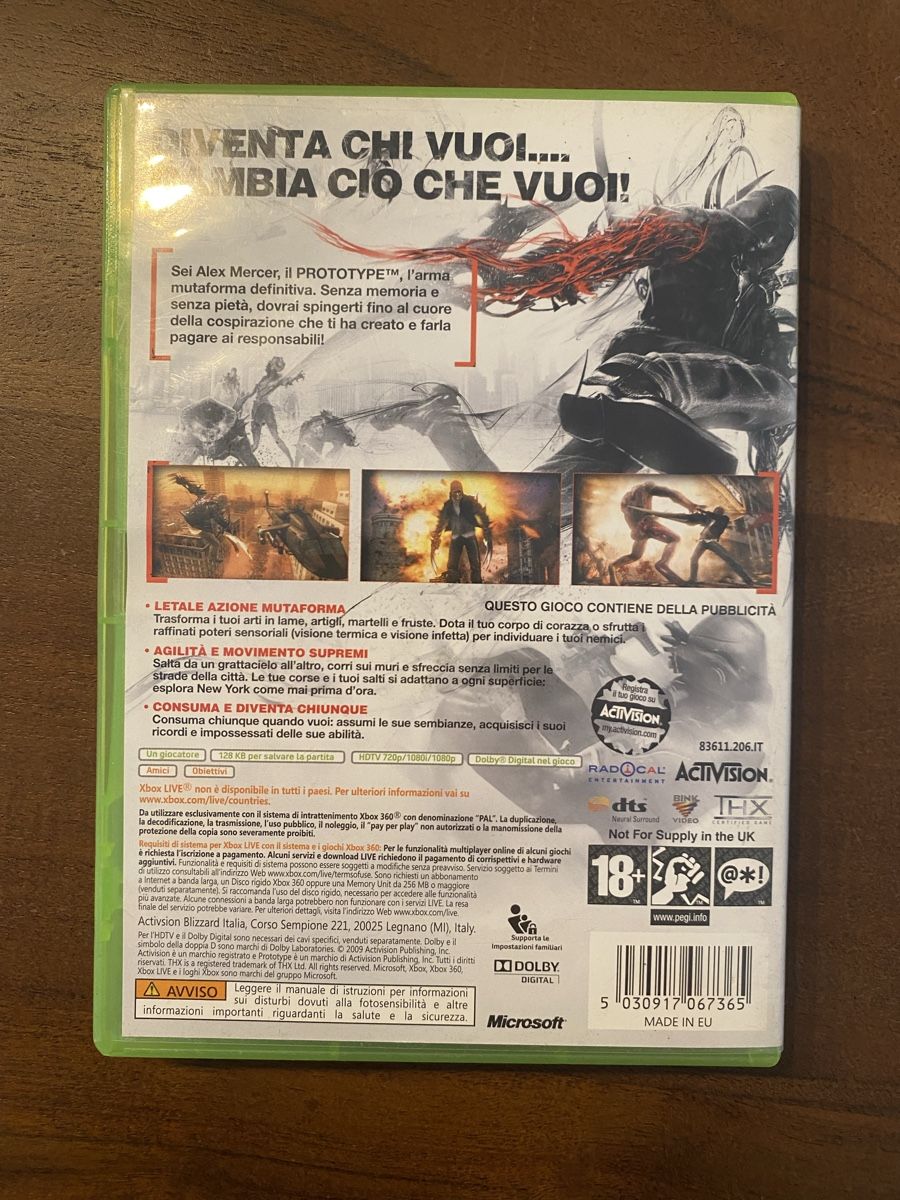 Microsoft Giochi: Prototype für Xbox 360 (IT) – Usato da Thunstetten venduto da Virus_33 2