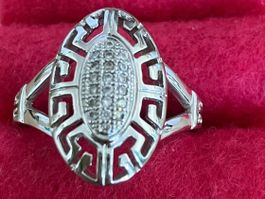 Silberring mit Zirkonia Steinen, Grösse 62