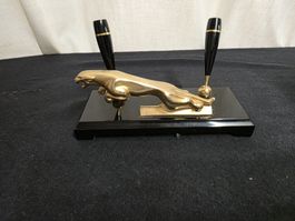 Schreibtischgarnitur Jaguar Figur mit Stiftehalter schwarz