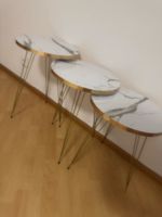 3er Set Beistelltische Marmor Optik Goldene Beine