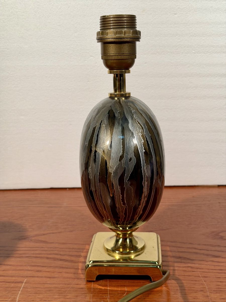Lampade: Hollywood Regency Brass & Ceramic Table Lamp 1970 – Usato da Lausanne venduto da artnouveau04 4