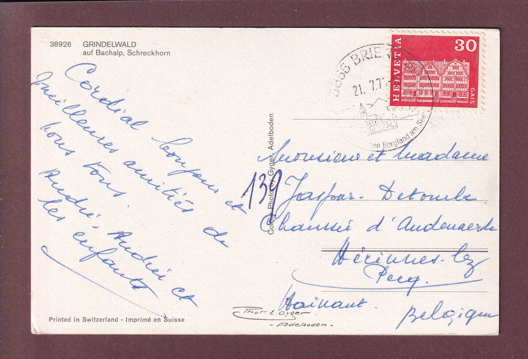 Cartoline postali: GRINDELWALD - Auf Bachalp - Kuh – Usato da Pully venduto da nicecards 1