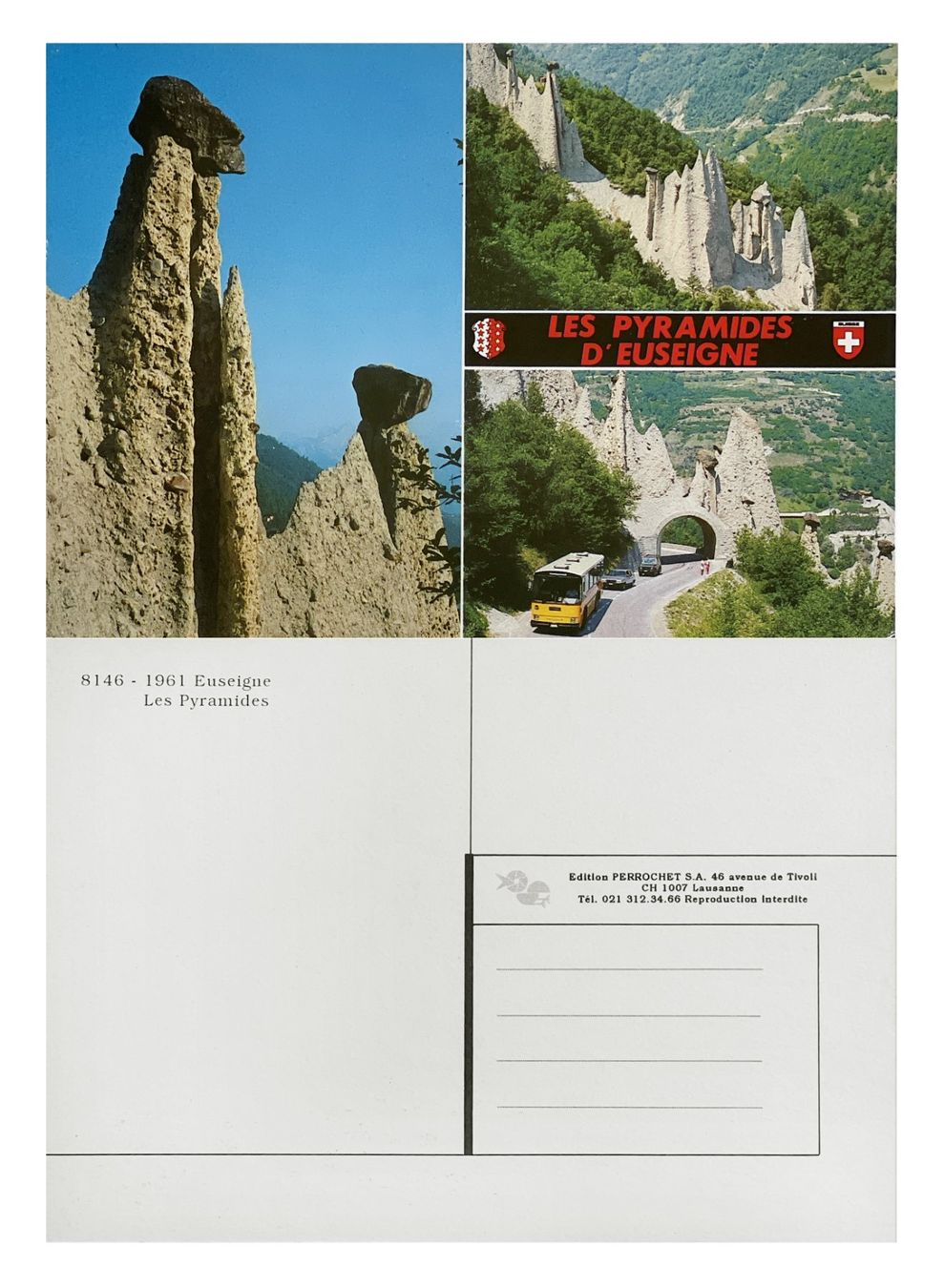 Cartoline postali: Euseigne Herémence Val d'Hérens Pyramides Postauto Saurer RH – Nuovo (secondo la descrizione) da Bern venduto da AWiBe