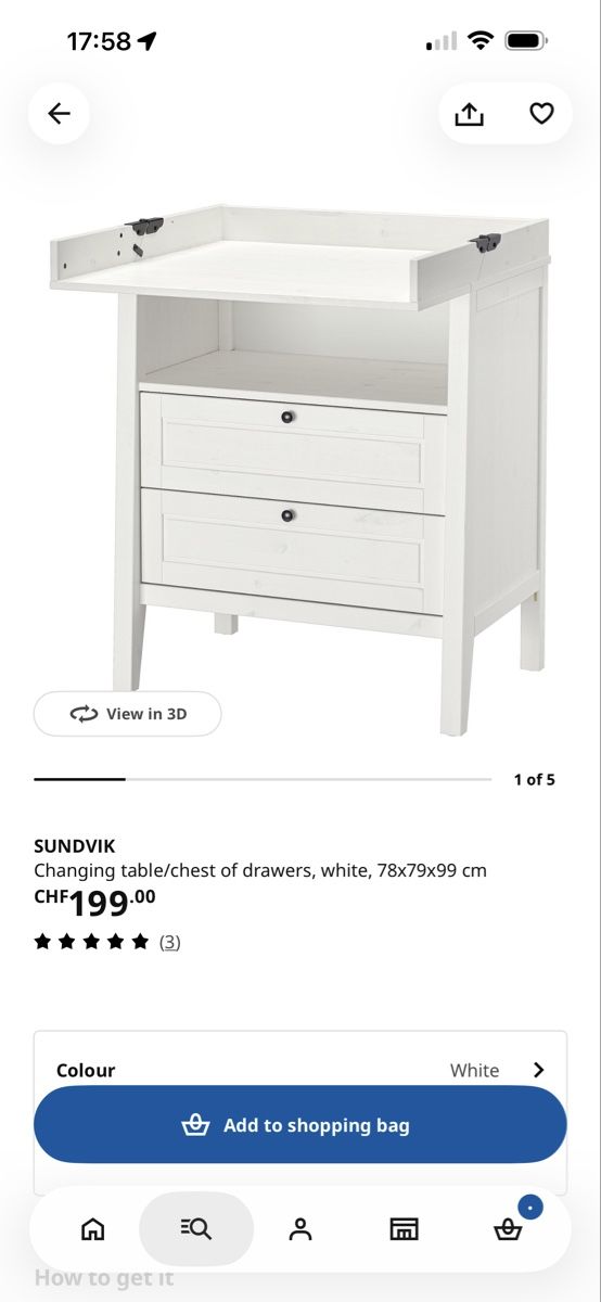Ikea Tables à langer & accessoires: Ikea SUNDVIK changing table  – D'occasion à Geneve par mak_hzx5
