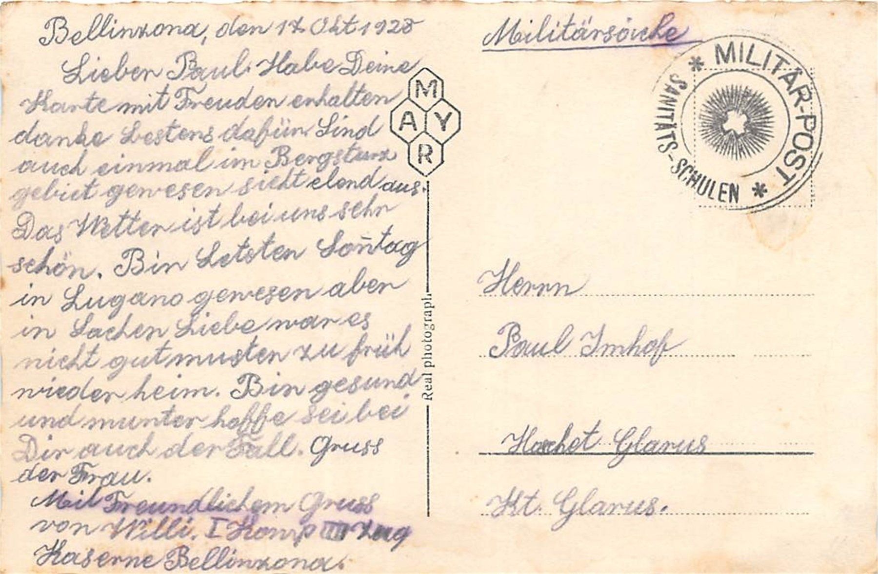 Ansichtskarten: Bellinzona, Panorama – Gebraucht aus Ottikon b.Kemptth. von Neptun1974 1
